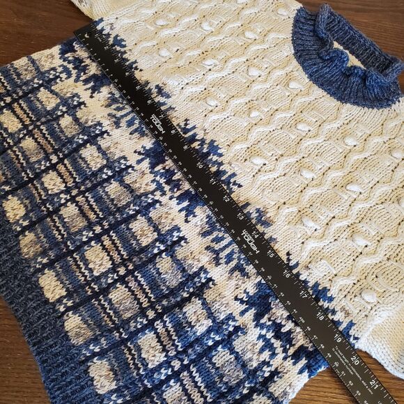 Vtg 90s Era Cable Knit Chenille Crewneck PomPom Sweater Women's S/M Collectible - Picture 6 of 15